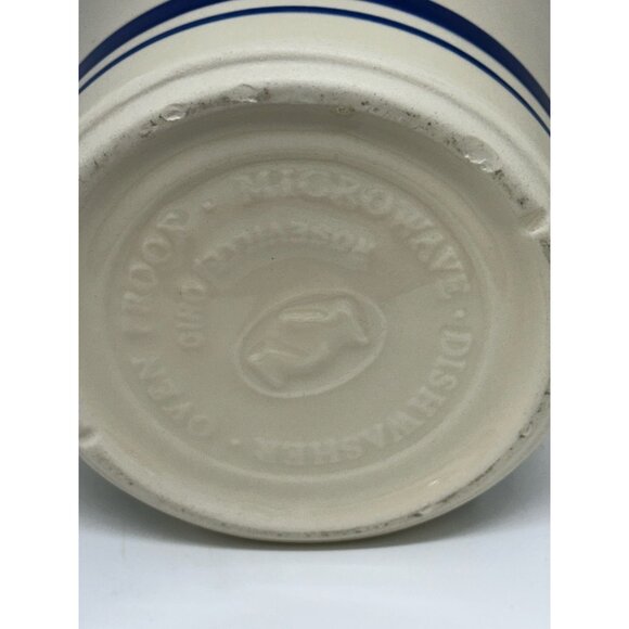 VTG ROSEVILLE POTTERY Creamer FRIENDSHIP Pitcher BLUE Stripe 6.5" Ohio USA Made - Picture 5 of 9
